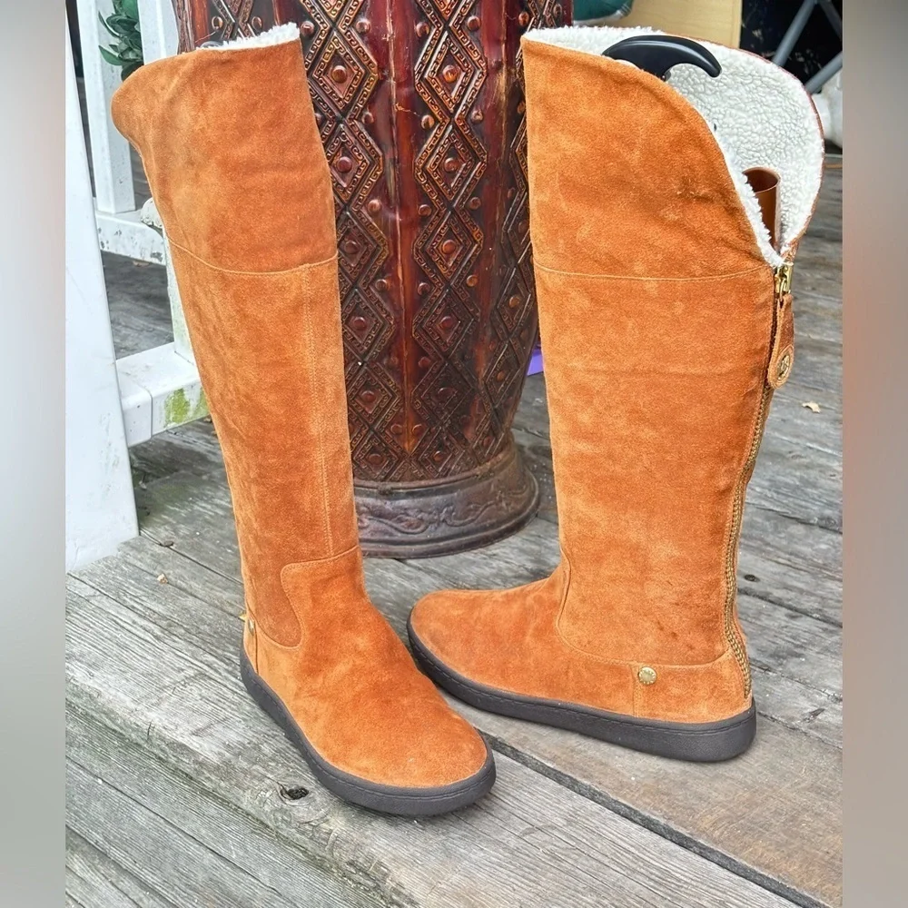 Michael Kors suede boots with a zipper on the back